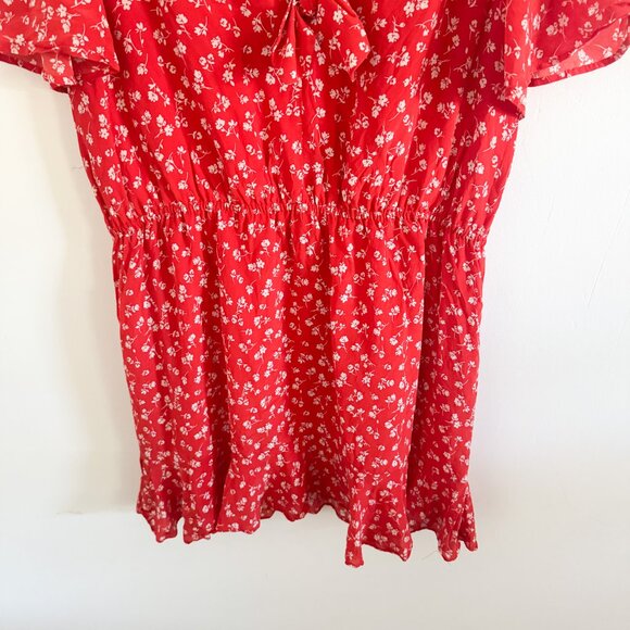 Sezane Red Silk Floral Gigi Mini Dress EU 44 / US 12 - Picture 4 of 7